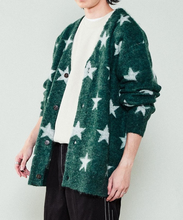 ★総柄シャギーニットカーディガン 詳細画像 1