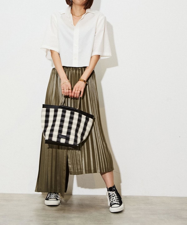ASYMMETRY SATIN PLEATS SKIRT 詳細画像 4