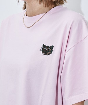 CAT EMBROIDERY ONE POINT TEE