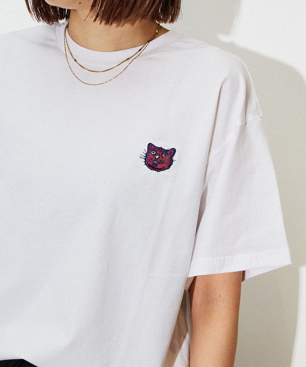 CAT EMBROIDERY ONE POINT TEE 詳細画像 1