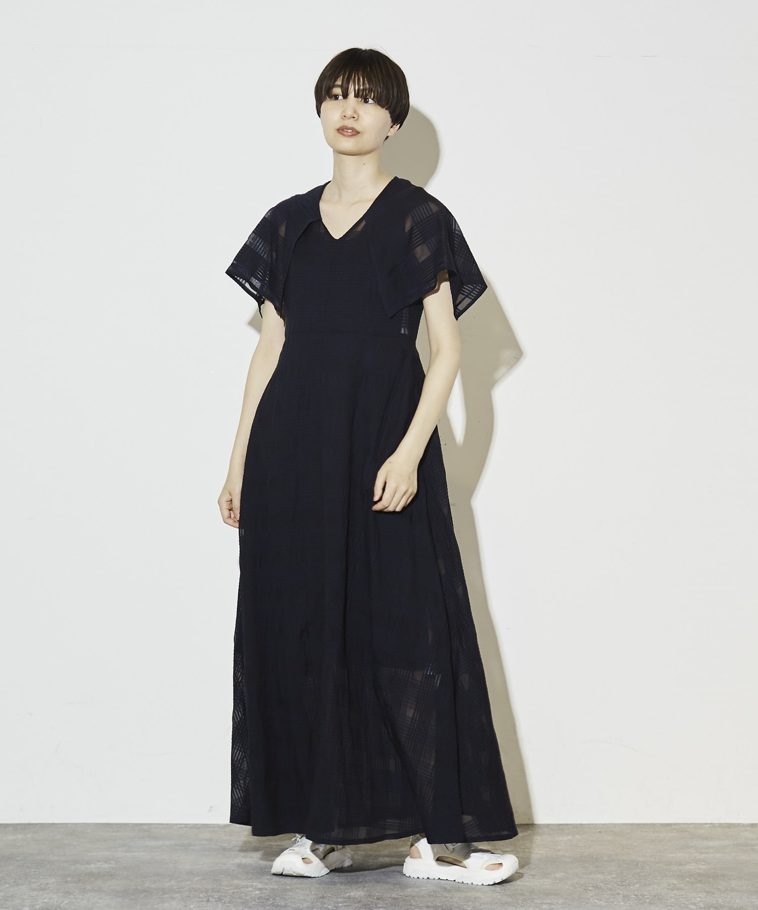 triacetate linen big collar dress(トリアセテートリネンビッグカラー