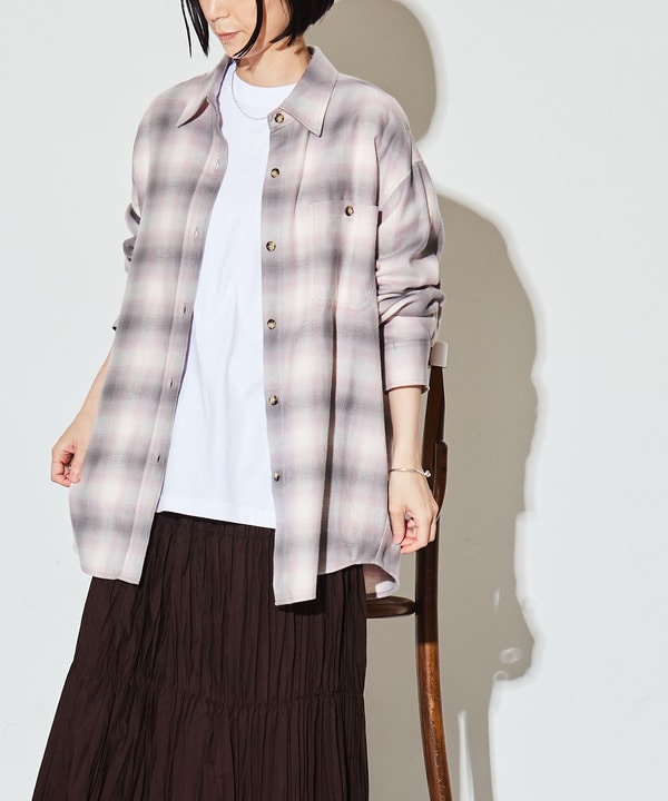 OVERSIZE OMBRE CHECKED SHIRT 詳細画像 ピンク 1