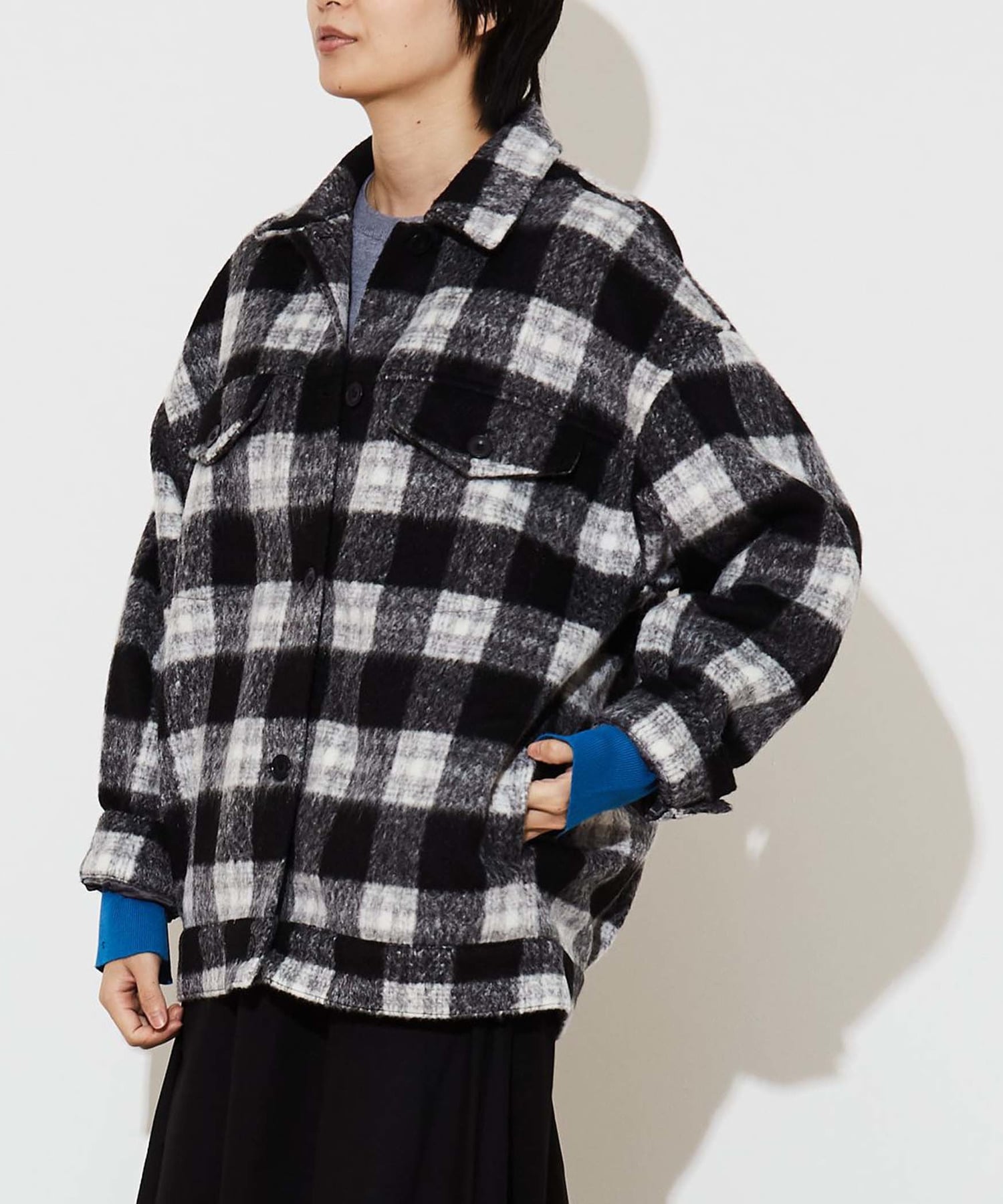 SHAGGY CHECK CPO JACKET