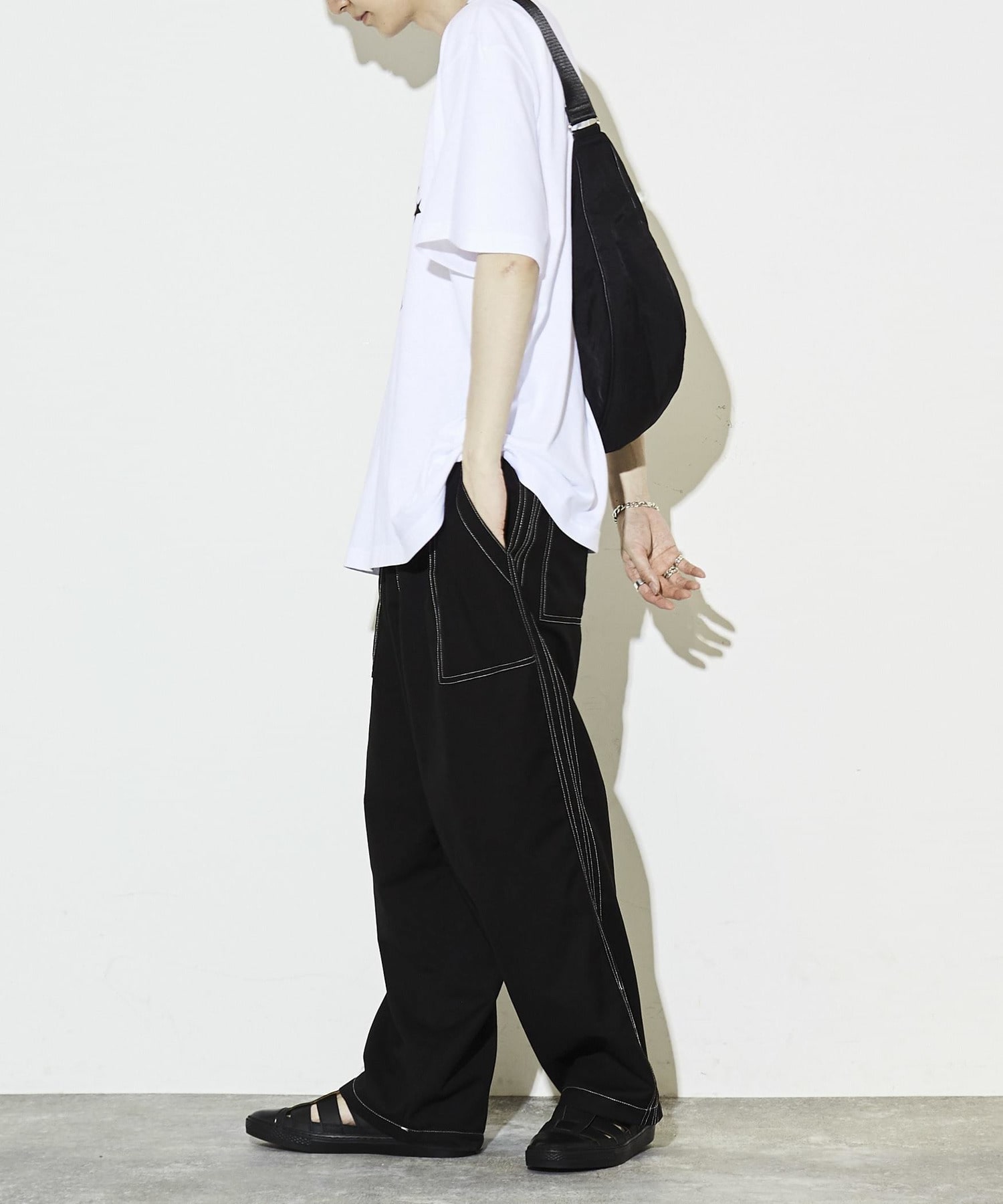stitch color relax pants  /  aclent