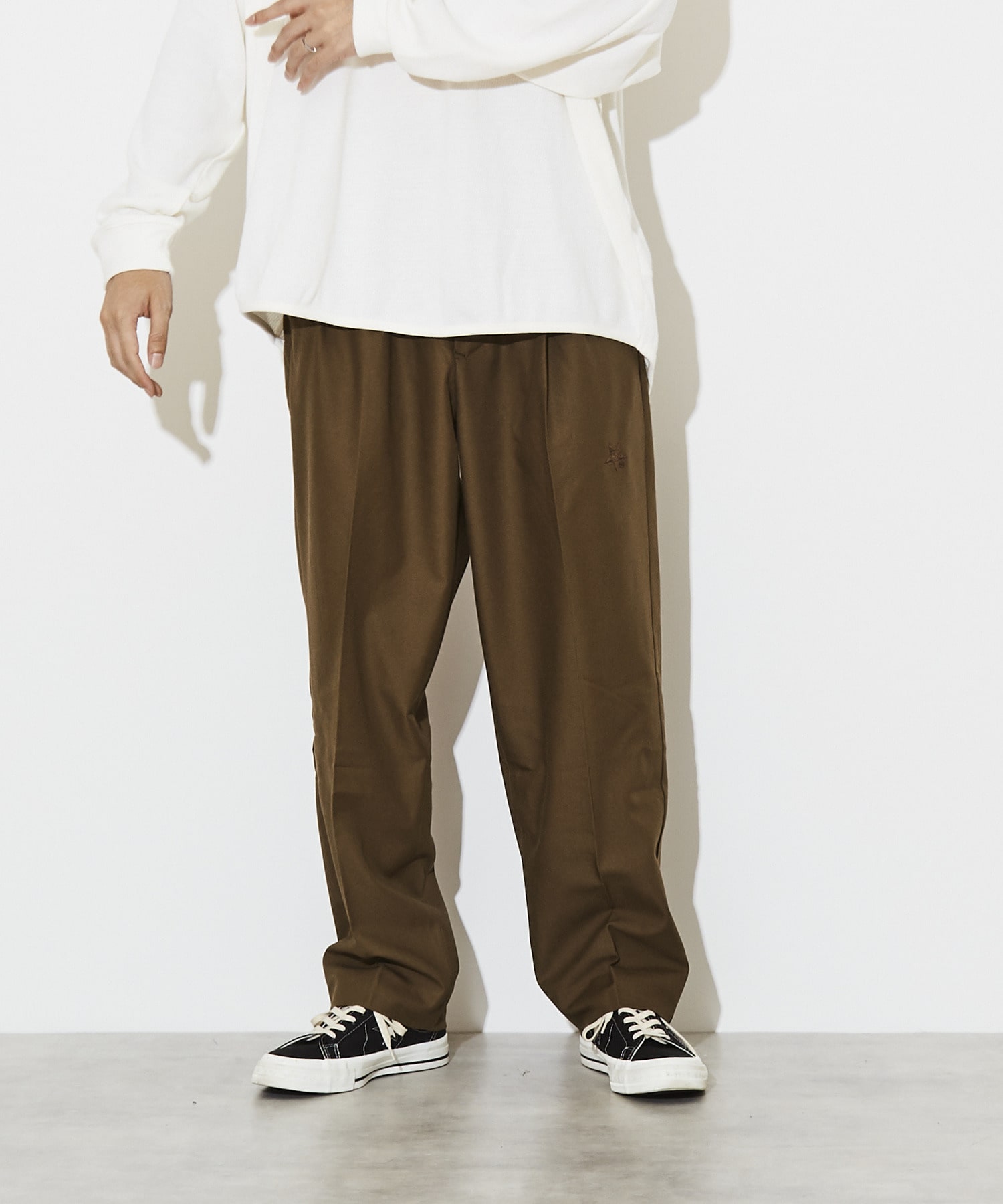 TWILL TAPERED SLACKS PANTS