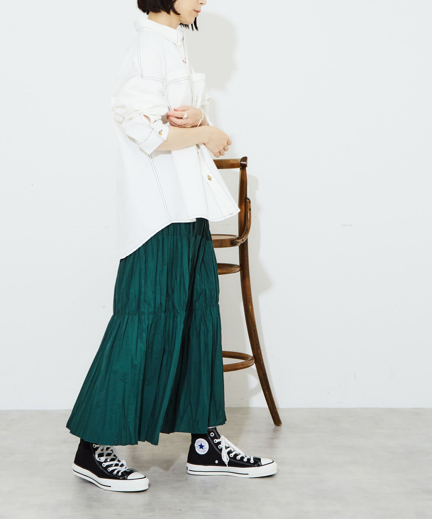 GATHER PLEATS TIERED SKIRT｜CONVERSE TOKYO (コンバーストウキョウ