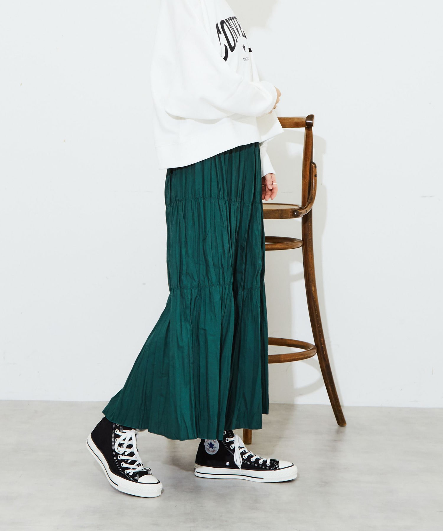 GATHER PLEATS TIERED SKIRT｜CONVERSE TOKYO (コンバーストウキョウ