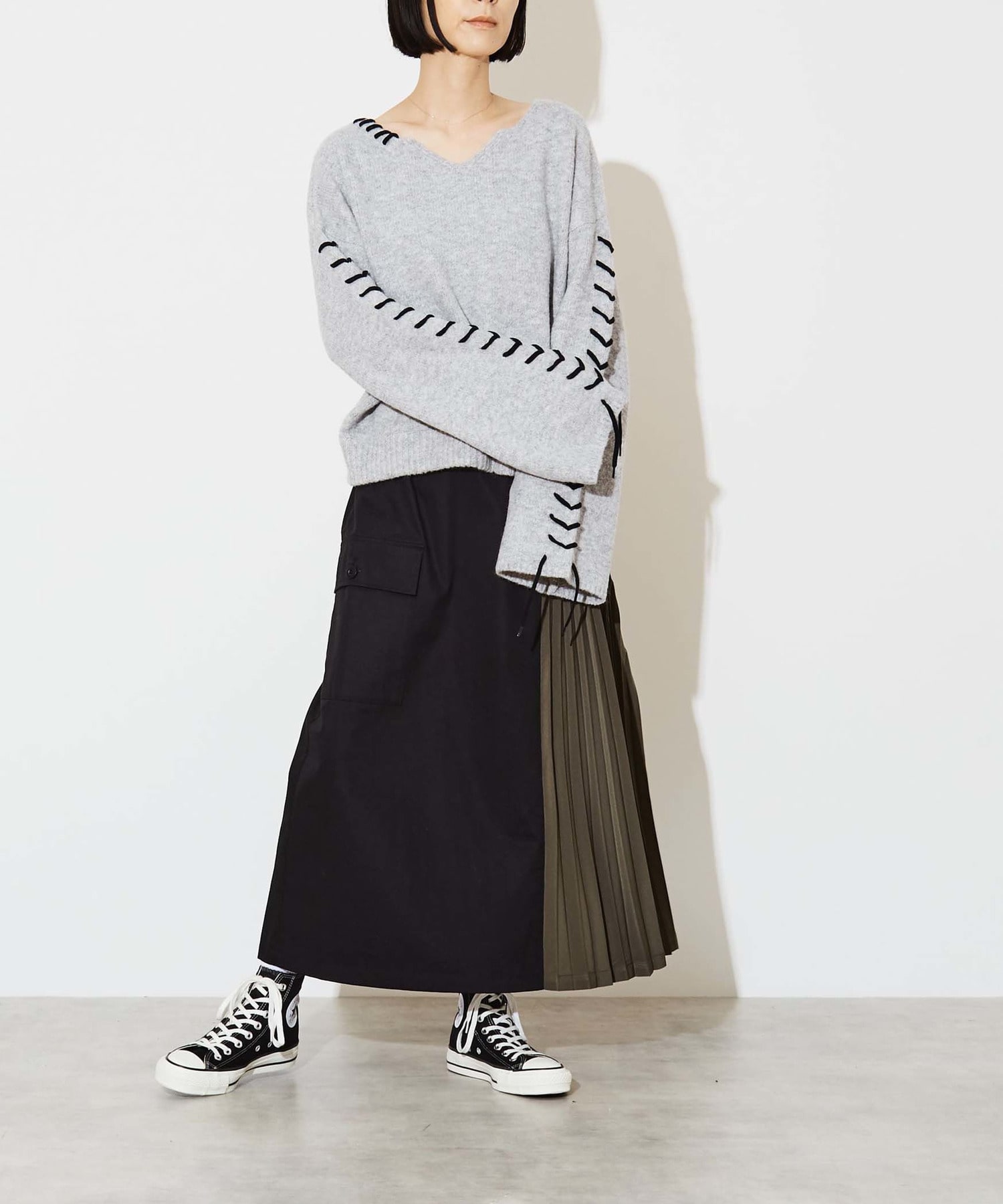 PLEATS MILITARY CARGO SKIRT