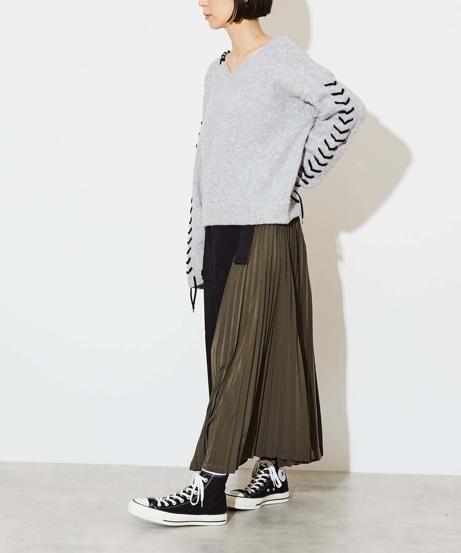 PLEATS MILITARY CARGO SKIRT