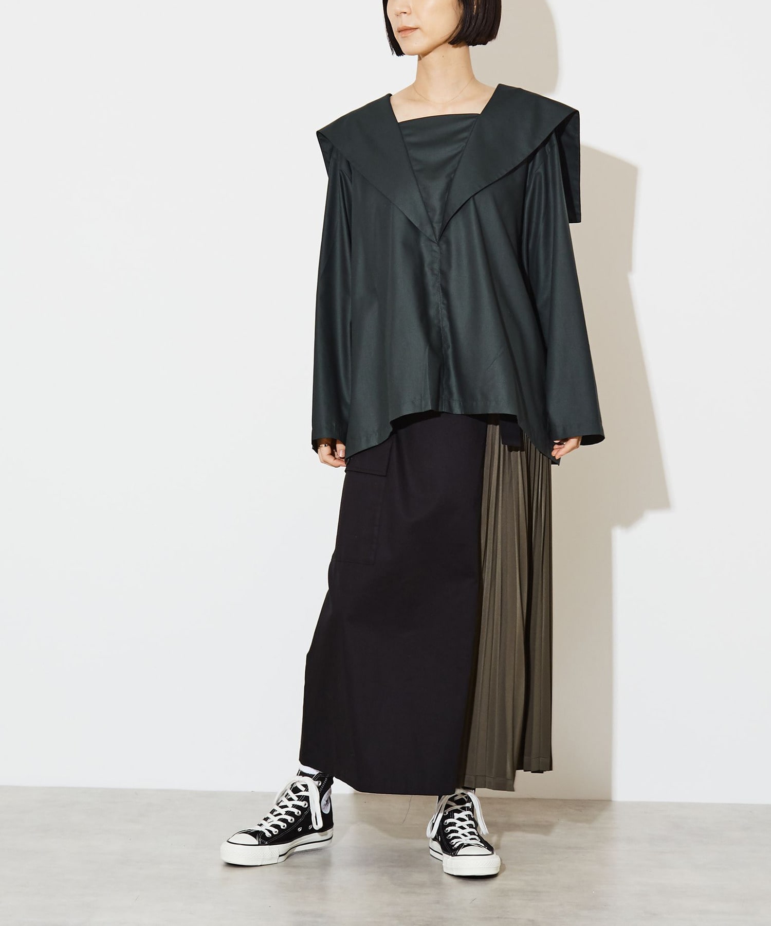 PLEATS MILITARY CARGO SKIRT