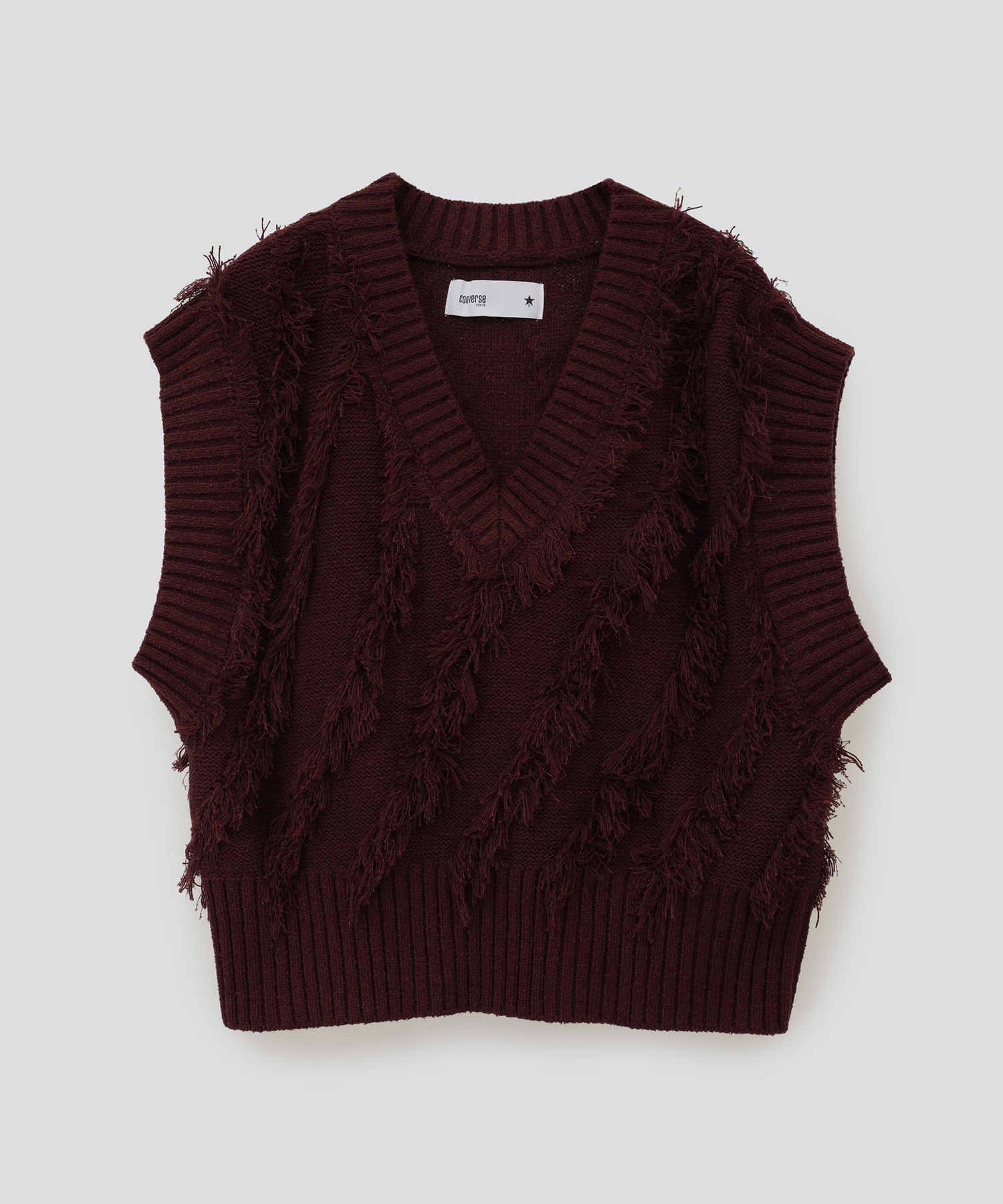 JACQUARD FRINGE KNIT VEST