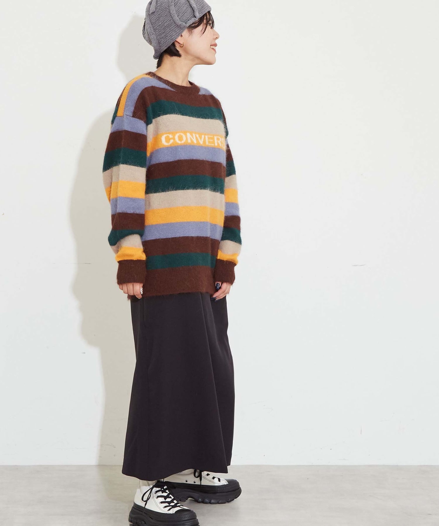 MULTI BORDER ANGORA KNIT