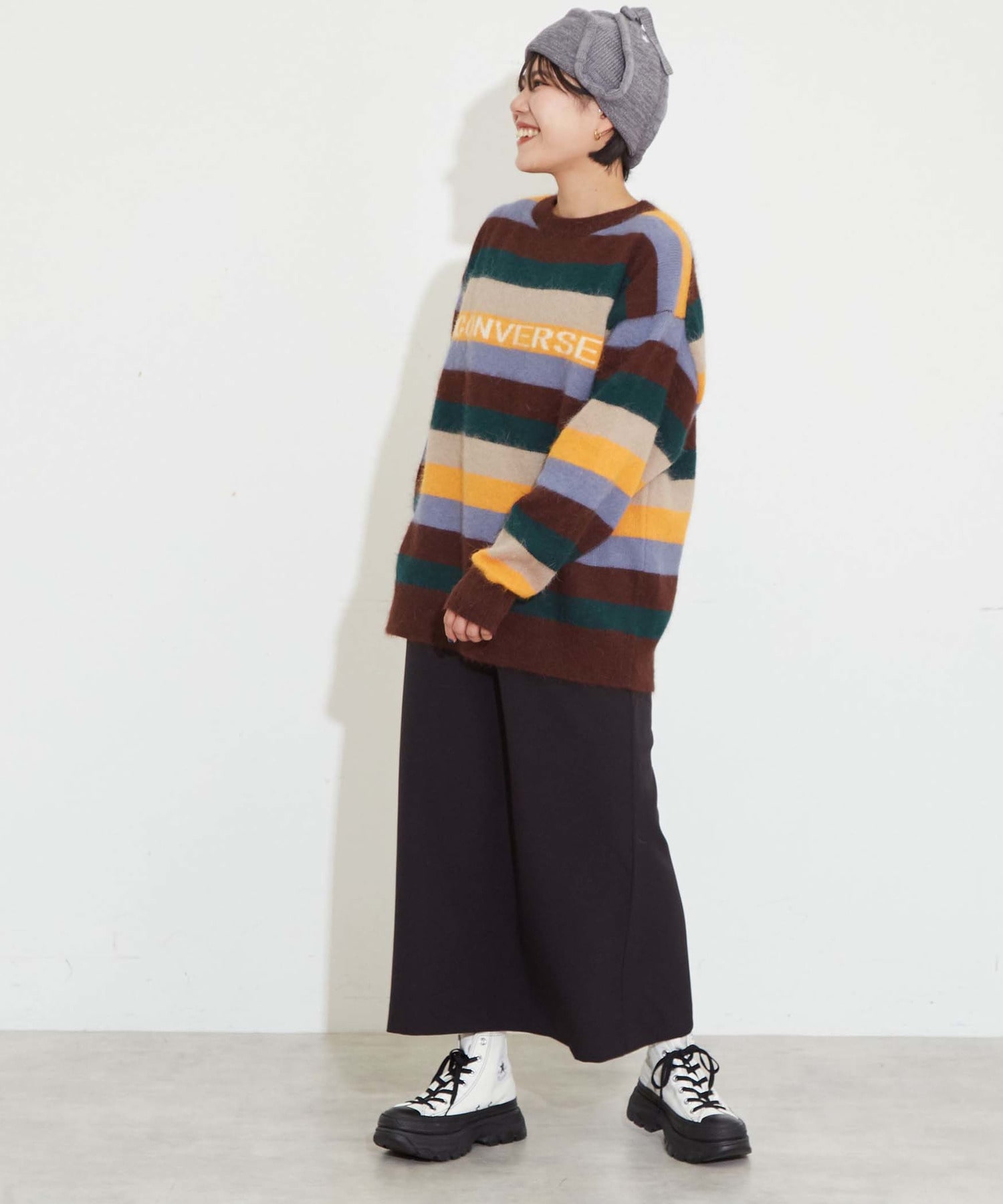 MULTI BORDER ANGORA KNIT