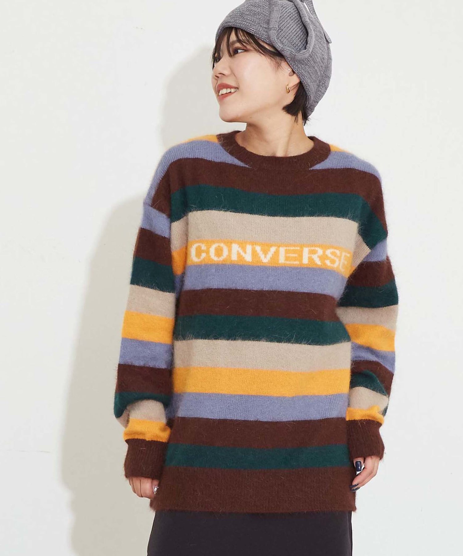 MULTI BORDER ANGORA KNIT