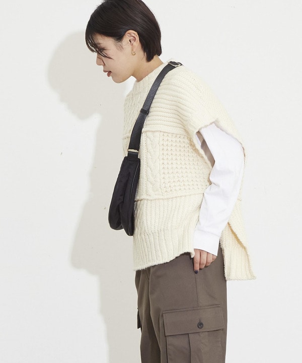 OVER SILHOUETTE CABLE KNIT VEST 詳細画像 1