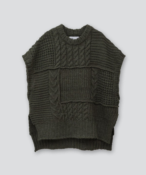 OVER SILHOUETTE CABLE KNIT VEST 詳細画像 13