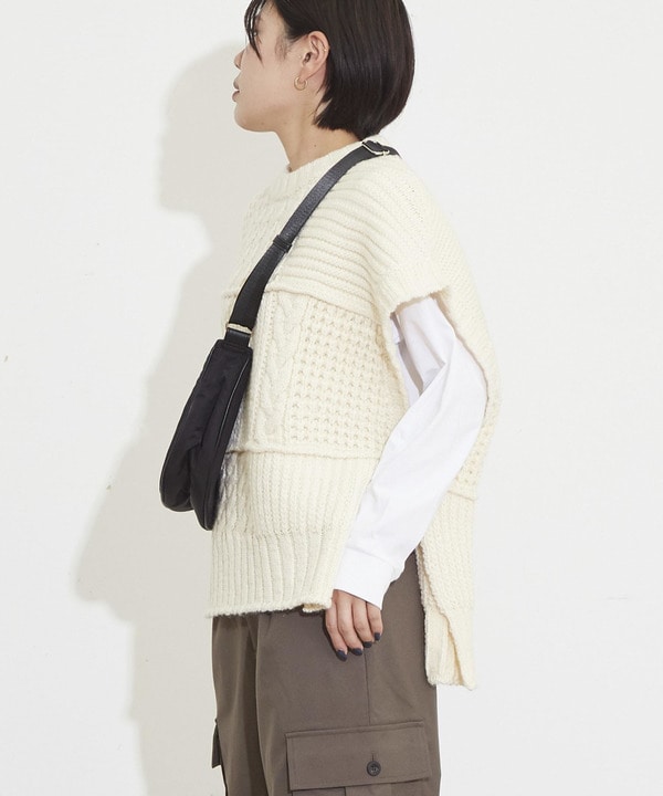 OVER SILHOUETTE CABLE KNIT VEST 詳細画像 3