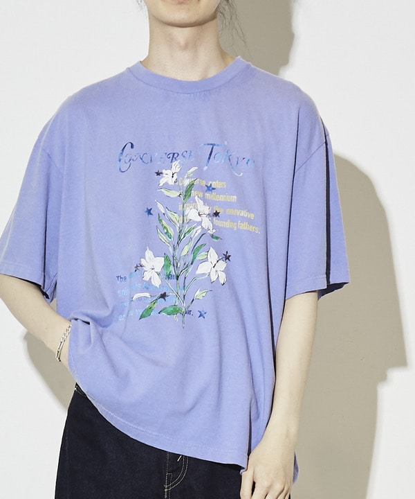 LILY FLOWER PRINT PIGMENT DYE TEE 詳細画像 ライラック 1