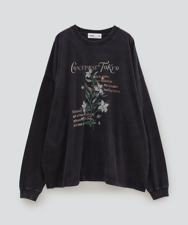 LILY FLOWER PRINT PIGMENT DYE  LONGSLEEVE TEE 詳細画像 ネイビー 1