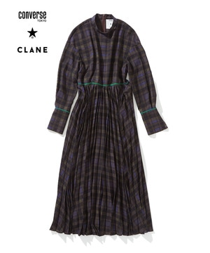 【CONVERSE TOKYO × CLANE】CHECKED PLEATS DRESS