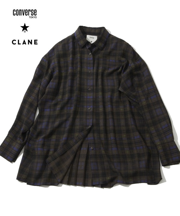 【CONVERSE TOKYO × CLANE】CHECKED BACK PLEATS SHIRT 詳細画像 ブラウン 1