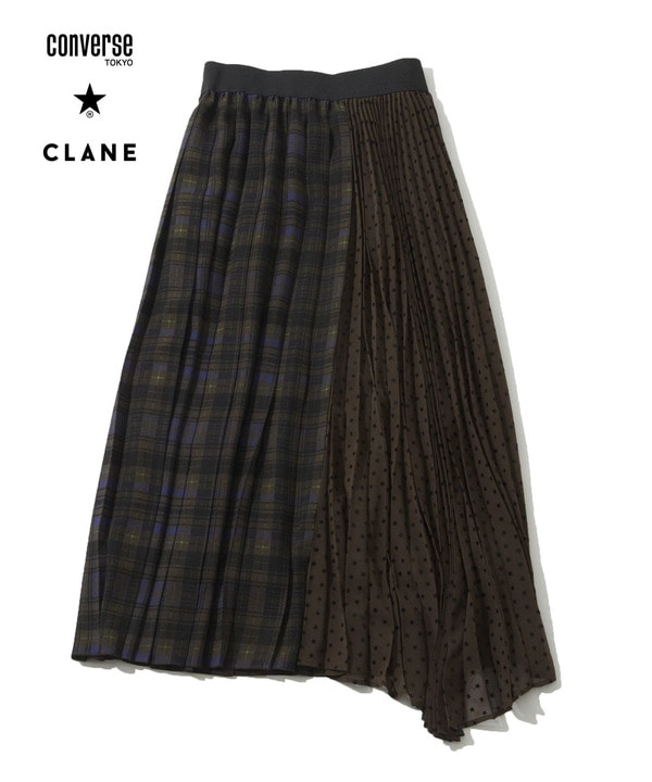 【CONVERSE TOKYO × CLANE】CHECKED PLEATED SKIRT 詳細画像 ブラウン 1