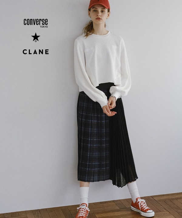 【CONVERSE TOKYO × CLANE】CHECKED PLEATED SKIRT 詳細画像 ブラック 1