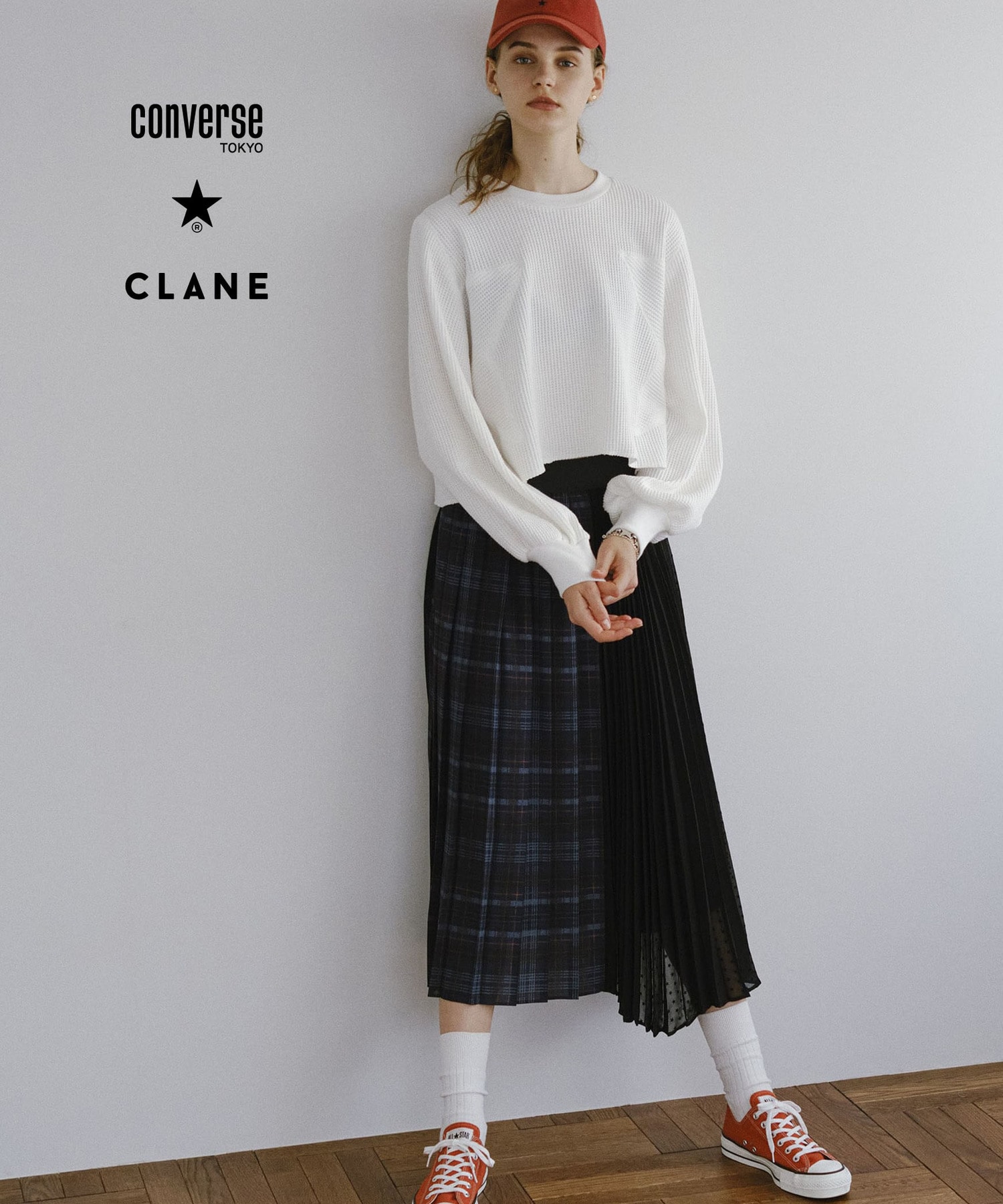 CLANE プリーツチェックスカートスカート - ロングスカート
