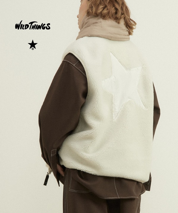 【CONVERSE TOKYO × WILD THINGS】FLUFFY BOA STAR PATCH VEST 詳細画像 ホワイト 1