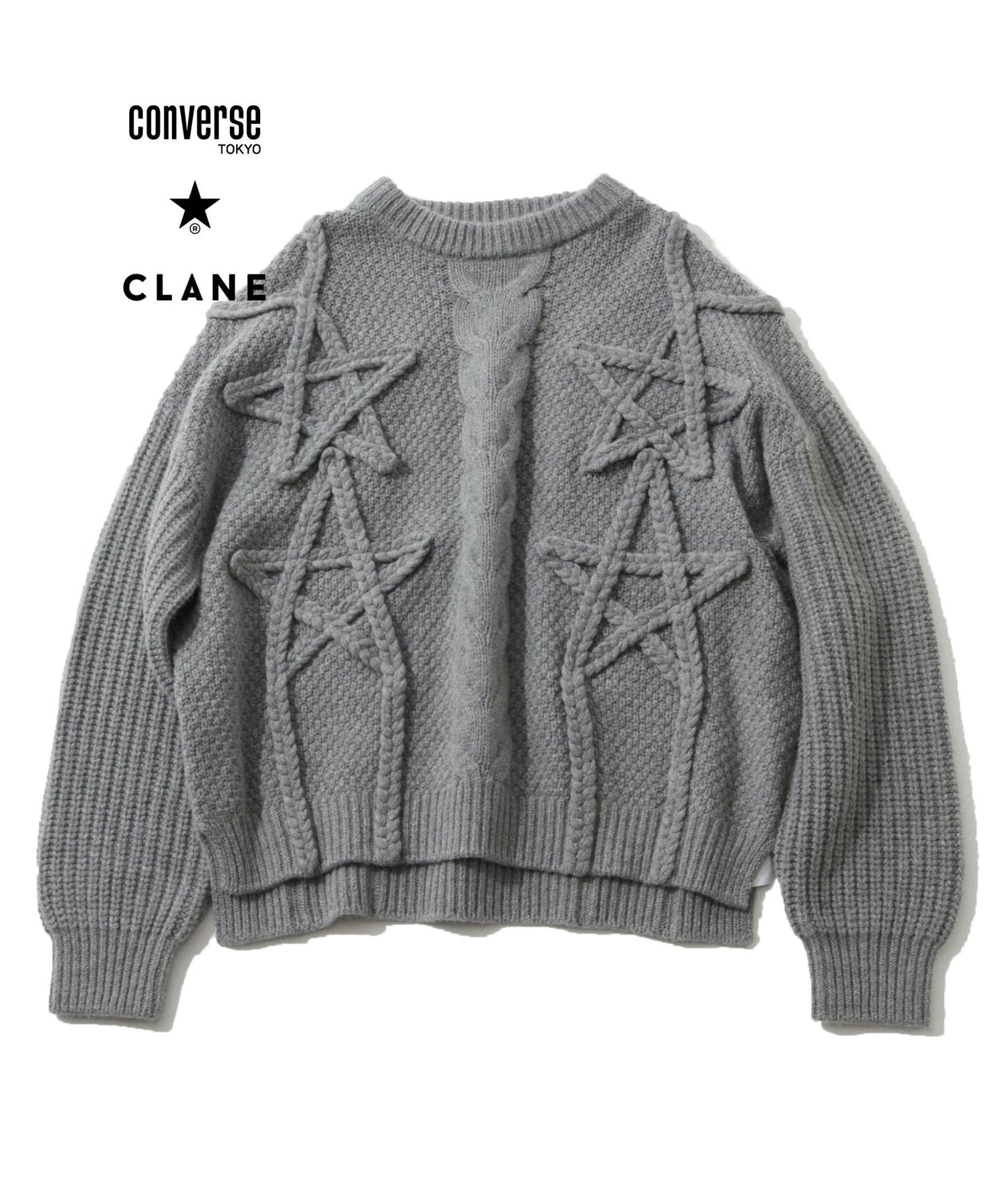 CONVERSE CLANE オフホワイト スターモチーフ プルオーバーニット ...