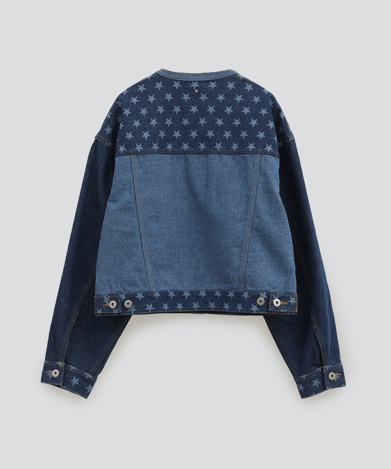 STAR☆ PATTERN COLLARLESS DENIM JACKET｜CONVERSE TOKYO (コンバース 