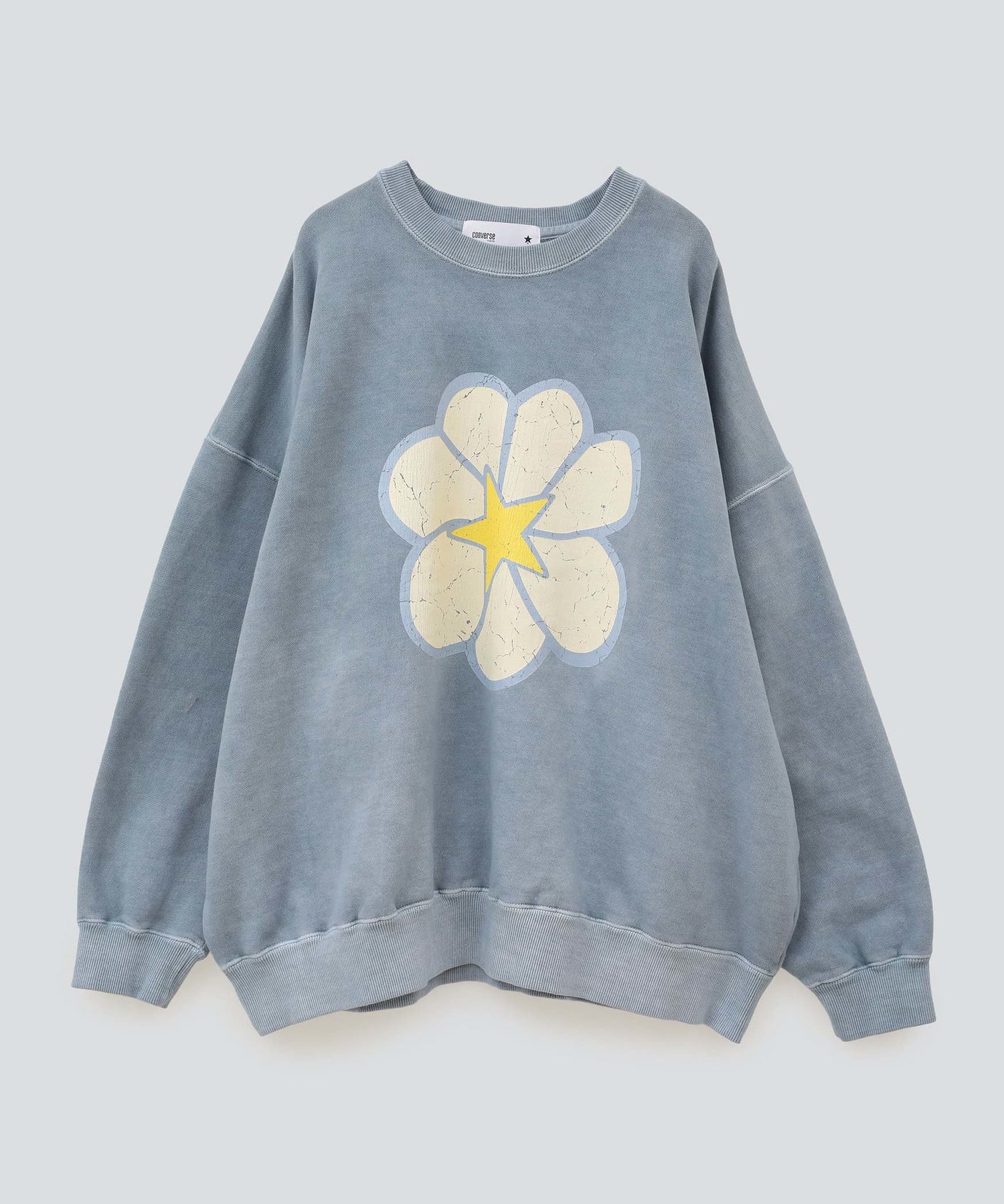 PIGMENT DYE CRACK PRINT FLOWER SWEAT