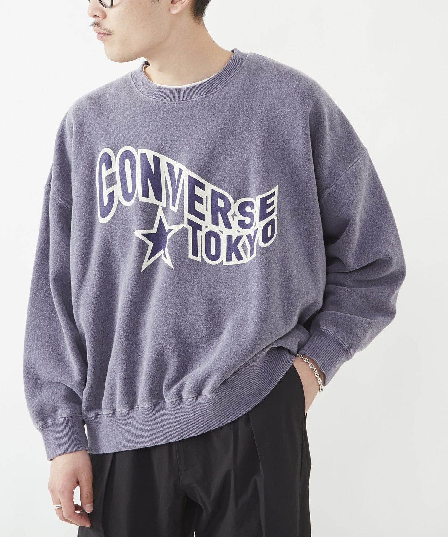 VINTAGE LIKE LOGO PRINT SWEAT