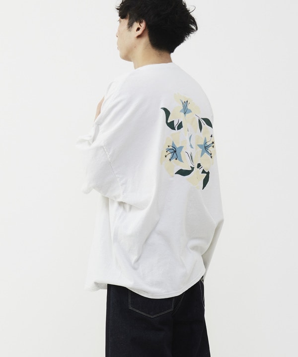 LILY FLOWER BACK PRINT PIGMENT DYE TEE 詳細画像 11