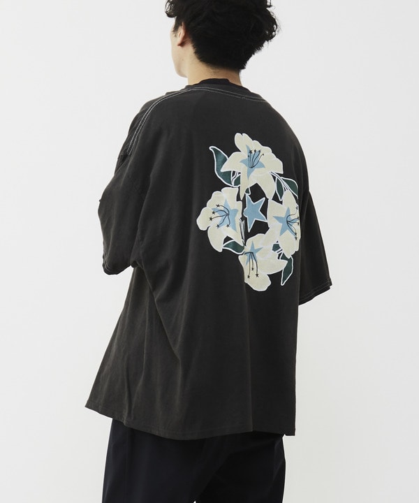 LILY FLOWER BACK PRINT PIGMENT DYE TEE 詳細画像 13