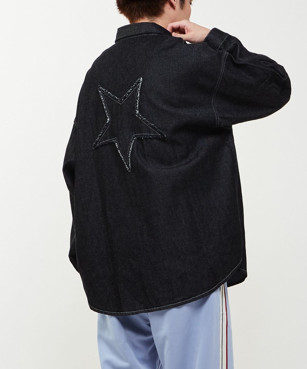 STAR★ PATCH DENIM SHIRT 詳細画像 ブラック 1