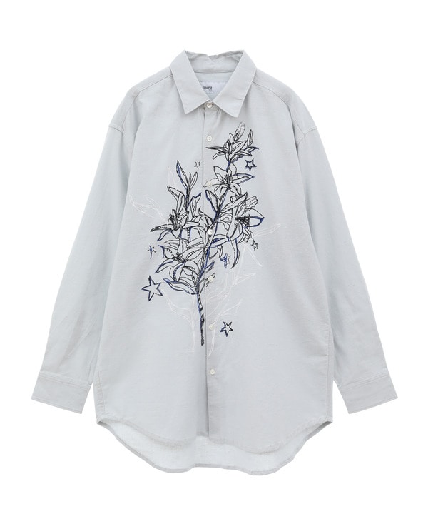 FLOWER EMBROIDERY SHIRTS 詳細画像 グレー 1