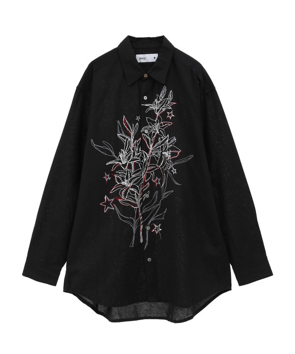 FLOWER EMBROIDERY SHIRTS 詳細画像 ブラック 1