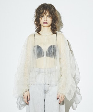 【HL】2WAY TULLE GATHERED BLOUSE