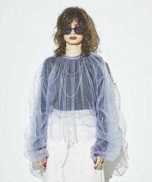 【HL】2WAY TULLE GATHERED BLOUSE