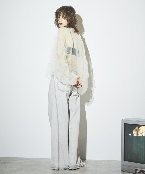 【HL】2WAY TULLE GATHERED BLOUSE 詳細画像 2