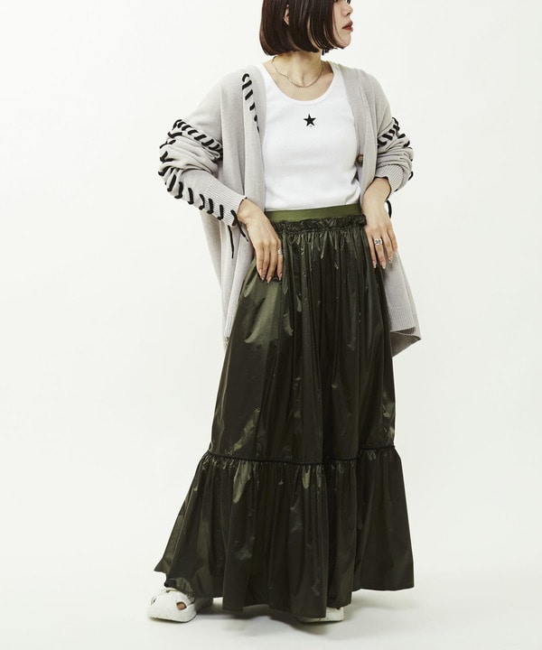 GATHER PIPING FLARE SKIRT 詳細画像 8