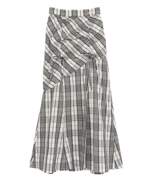 【HL】CHECKED DRAWSTRING GATHERED SKIRT