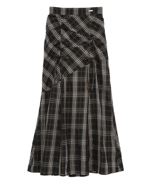 【HL】CHECKED DRAWSTRING GATHERED SKIRT