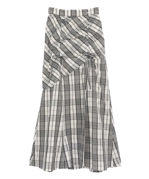 【HL】CHECKED DRAWSTRING GATHERED SKIRT 詳細画像 ホワイト 1