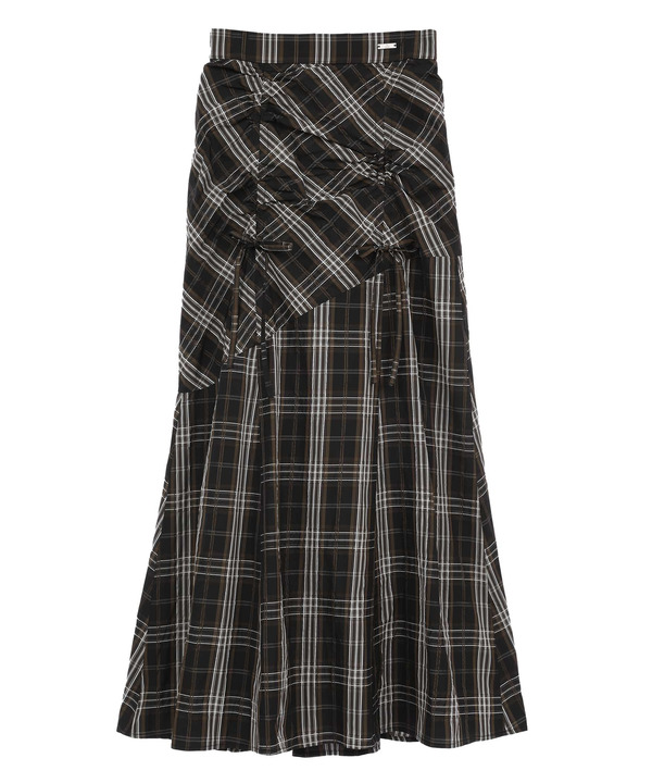 【HL】CHECKED DRAWSTRING GATHERED SKIRT 詳細画像 ブラック 1