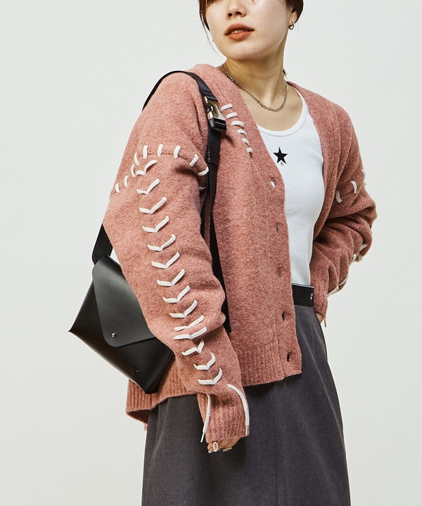 BLANKET STITCH KNIT CARDIGAN 詳細画像 ピンク 1