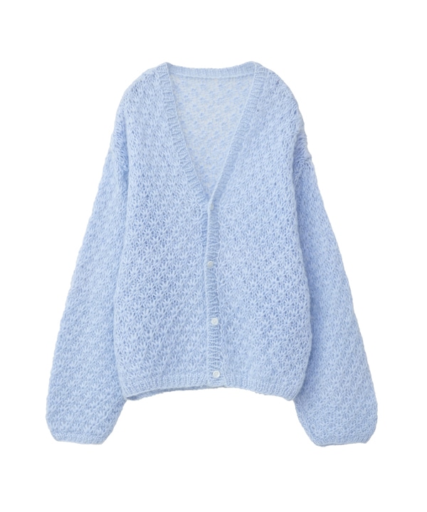 OPEN WORK STAR★ HAND MADE KNIT CARDIGAN 詳細画像 サックスブルー 1