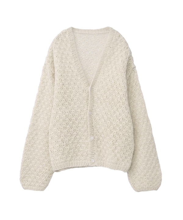 OPEN WORK STAR★ HAND MADE KNIT CARDIGAN 詳細画像 アイボリー 1