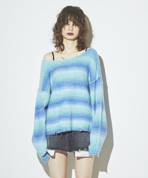 【HL】2WAY GRADATION MOHAIR KNIT 詳細画像 ブルー 1